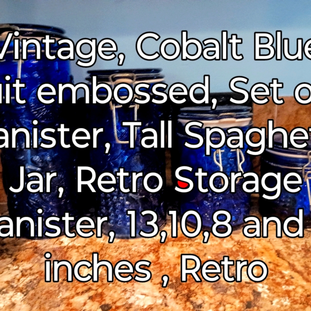 Rare vintage cobalt blue canisters